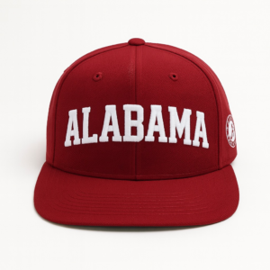 Structured crimson Alabama game day hat with embroidered front panel — classic SEC football fan gear.”